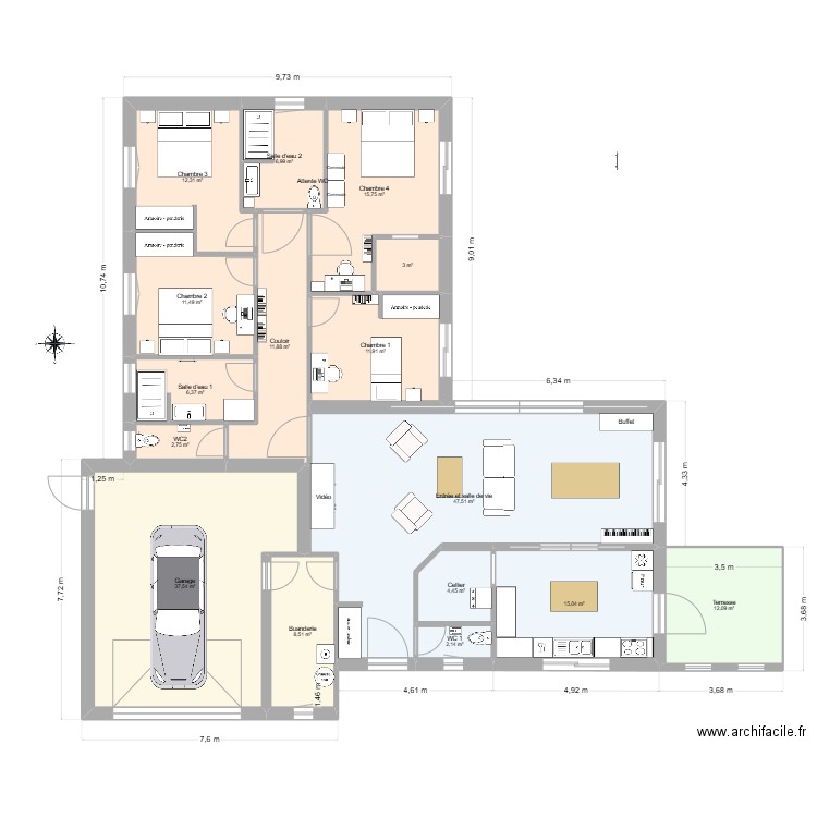 Gorisse PP3 sov. Plan de 16 pièces et 210 m2