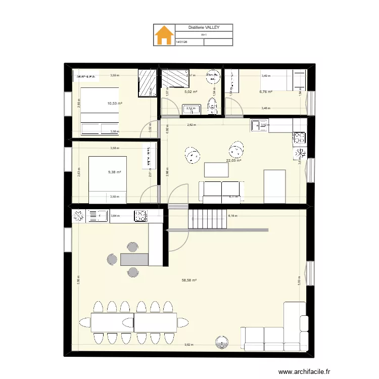 barOC R+1 5. Plan de 6  et 112 m²