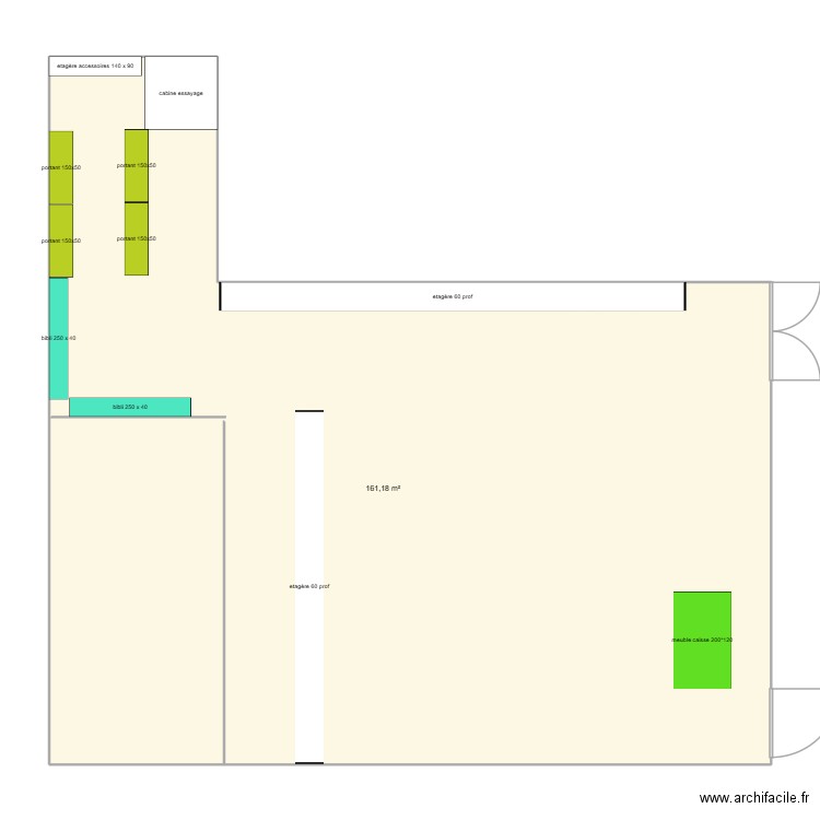 boutique ressourcerie. Plan de 1 pièce et 161 m2