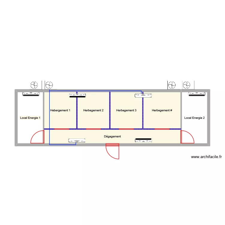 shelter clim. Plan de 7  et 36 m²