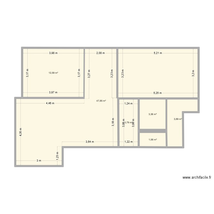 chomrani. Plan de 6 pièces et 73 m2