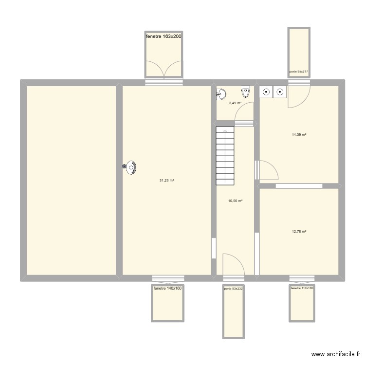 plan r d ch C. Plan de 11 pièces et 113 m2
