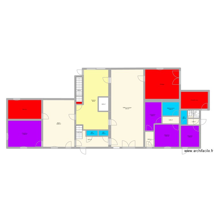 rdc gite groupe espace couleur nom des pieces. Plan de 21 pièces et 225 m2