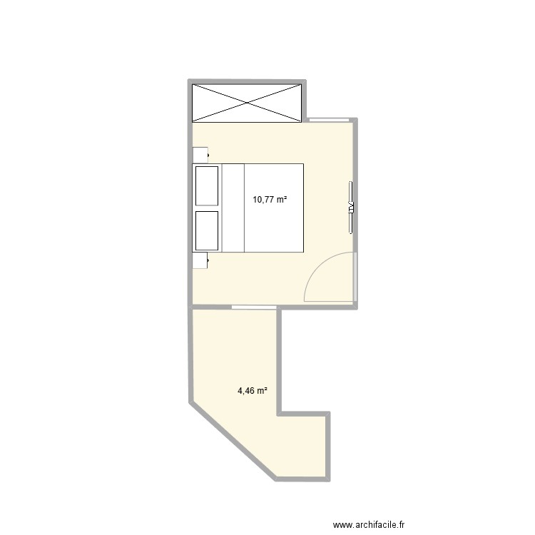 La Mongie - chambre 2. Plan de 2 pièces et 15 m2
