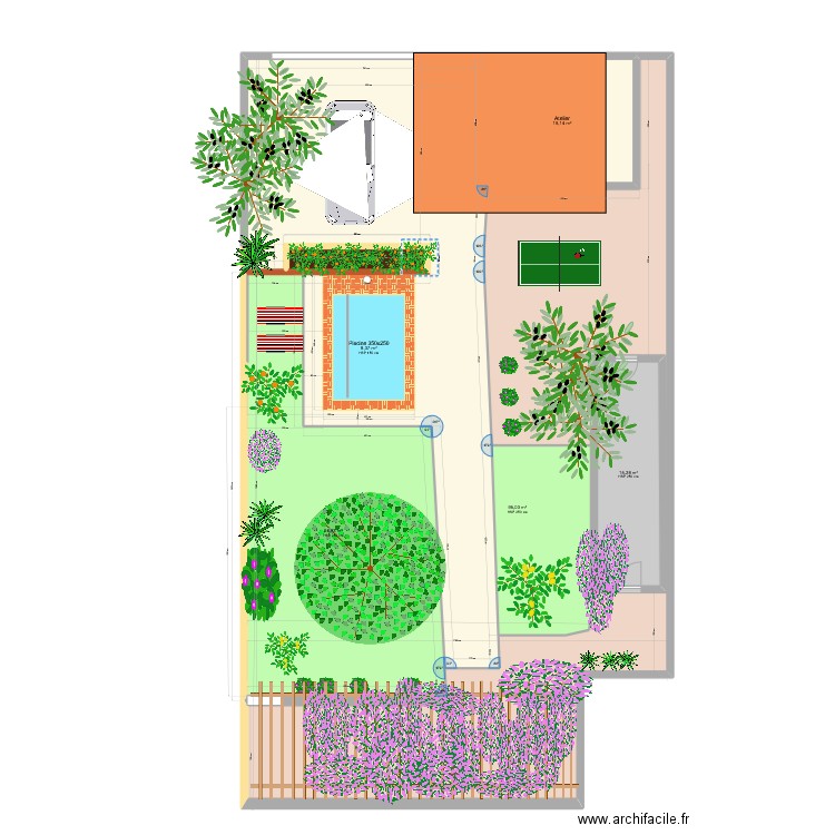 Piscine V8. Plan de 8 pièces et 321 m2