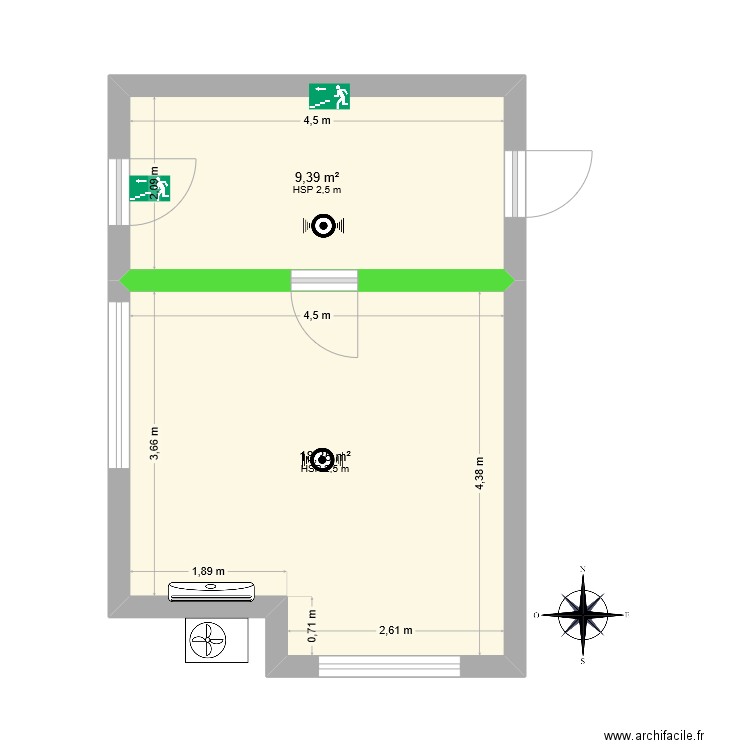 G DIVERS. Plan de 2 pièces et 28 m2