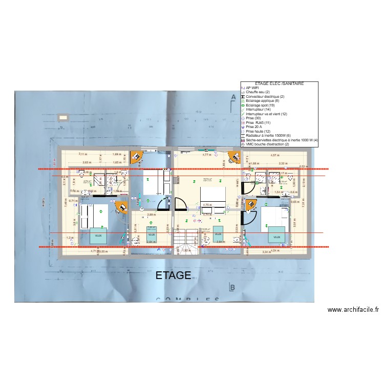 6AA_ETAGE_2_4. Plan de 10 pièces et 82 m2