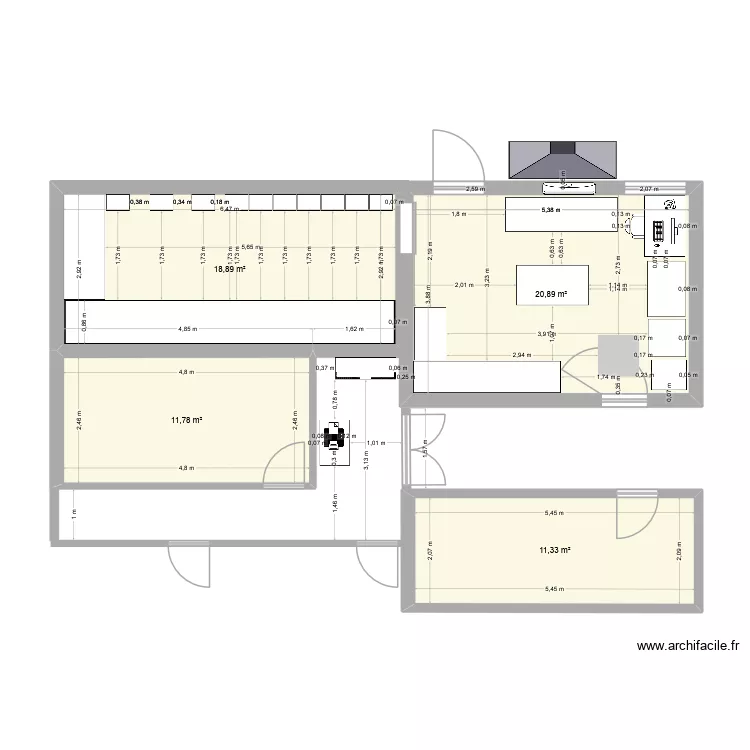 reception3. Plan de 4  et 63 m²
