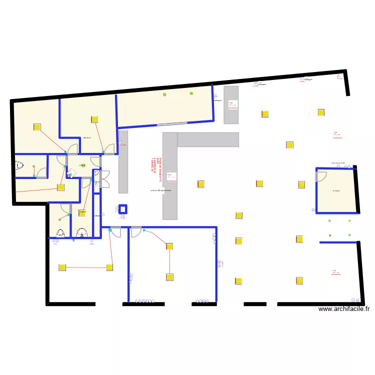 Bureau de tabac. Plan de 7  et 115 m²