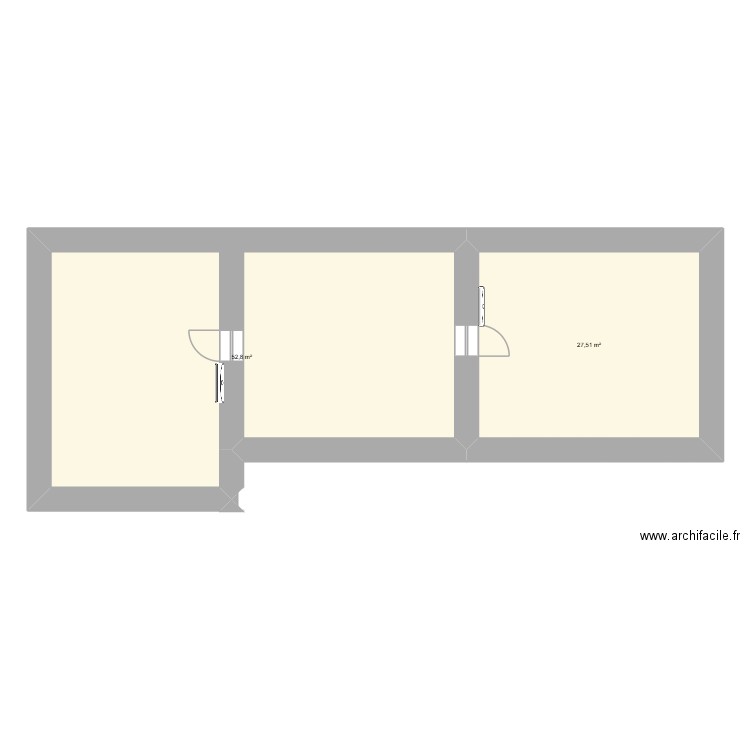 ETAGE. Plan de 2 pièces et 80 m2