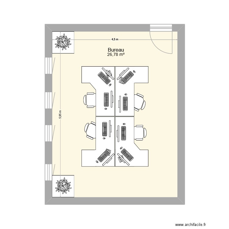 bureau compta four. Plan de 1 pièce et 27 m2