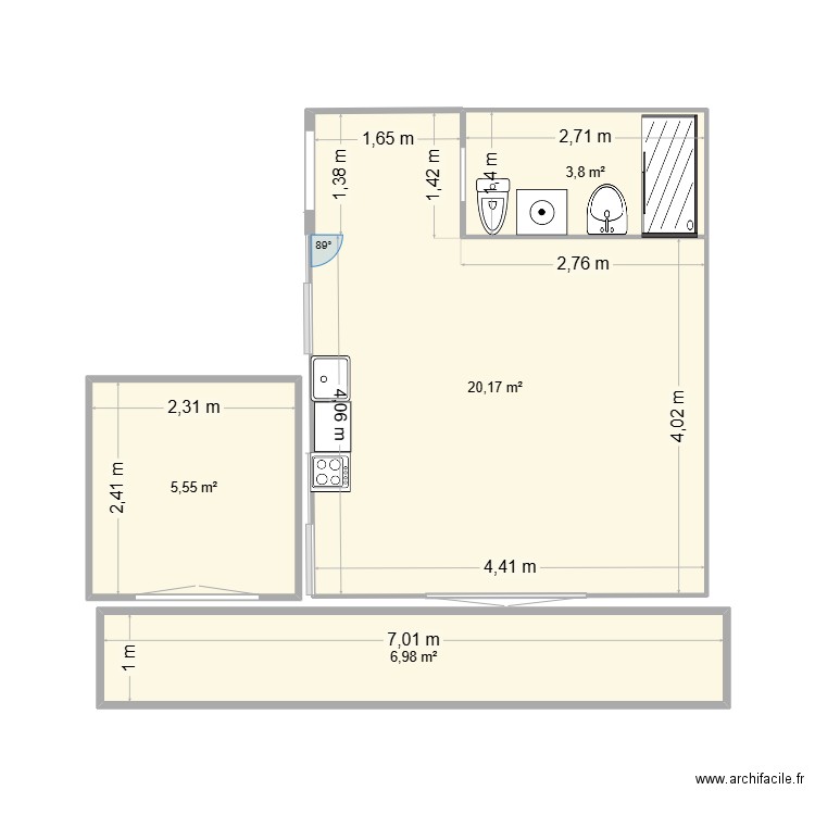 Plan appartement. Plan de 4 pièces et 37 m2