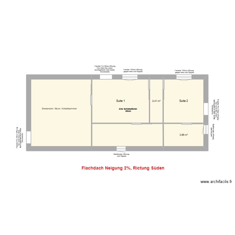 Neuer Plan Obergeschoss. Plan de 6 pièces et 48 m2