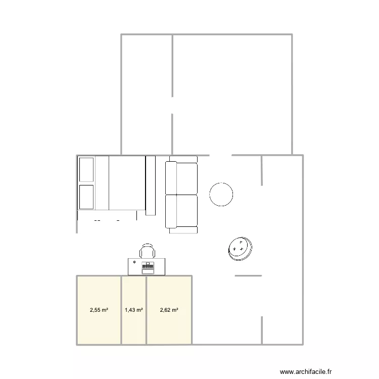 Plan. Plan de 3 pièces et 7 m²