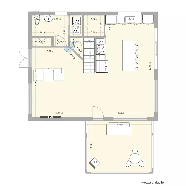 chalet 3 option porte. Plan de 4  et 87 m²