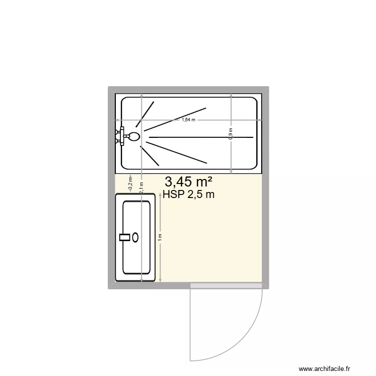 FAGNENT SDB. Plan de 1  et 3 m²