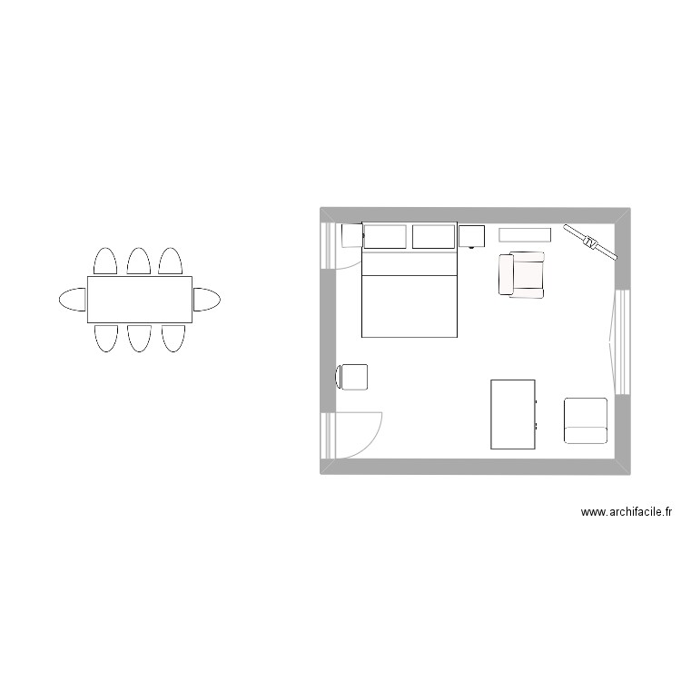 CHAMBRE. Plan de 1 pièce et 19 m2