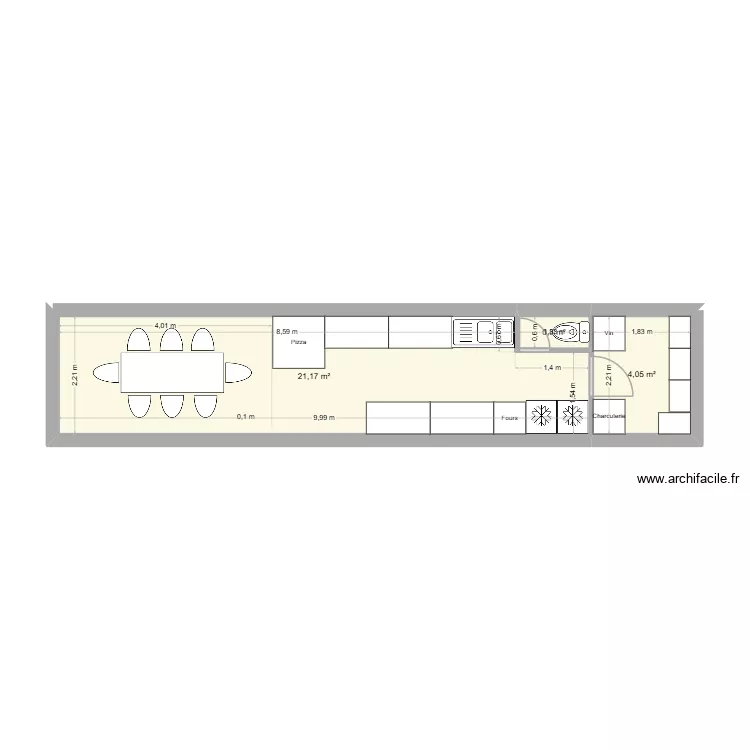 containers. Plan de 3  et 26 m²