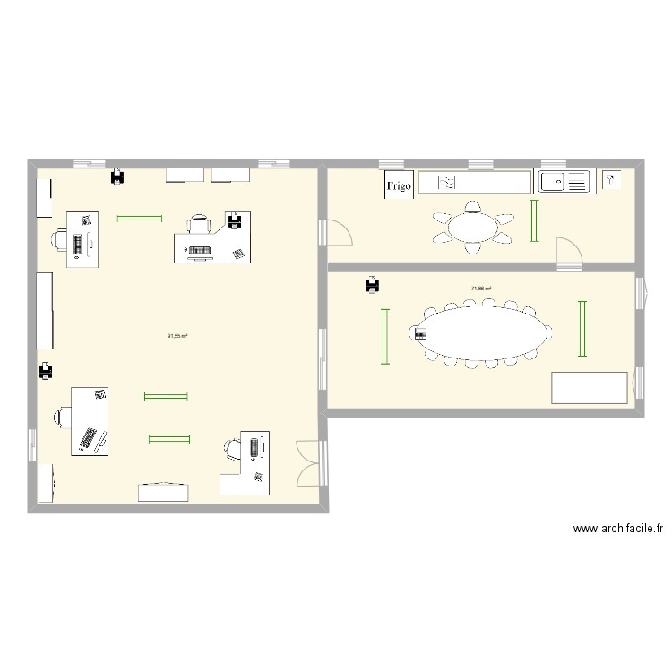 ergono. Plan de 2 pièces et 163 m2