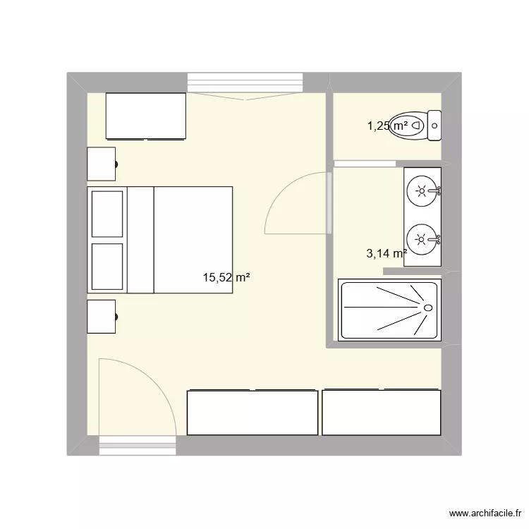 Chambre Rose 3. Plan de 