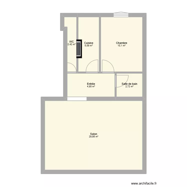 Achat Jules Ferry. Plan de 6  et 55 m²