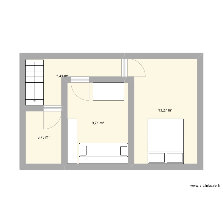 1er etage. Plan de 4 pièces et 32 m2