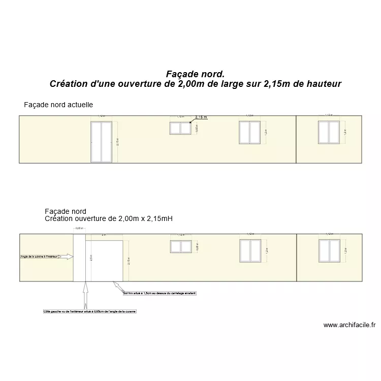 Fa&ccedil;ade nord. Plan de 