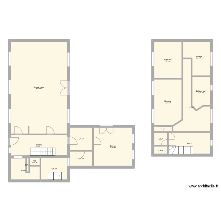L'école. Plan de 18 pièces et 174 m2