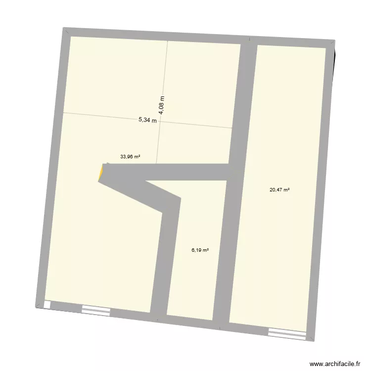maisonette. Plan de 3  et 61 m²