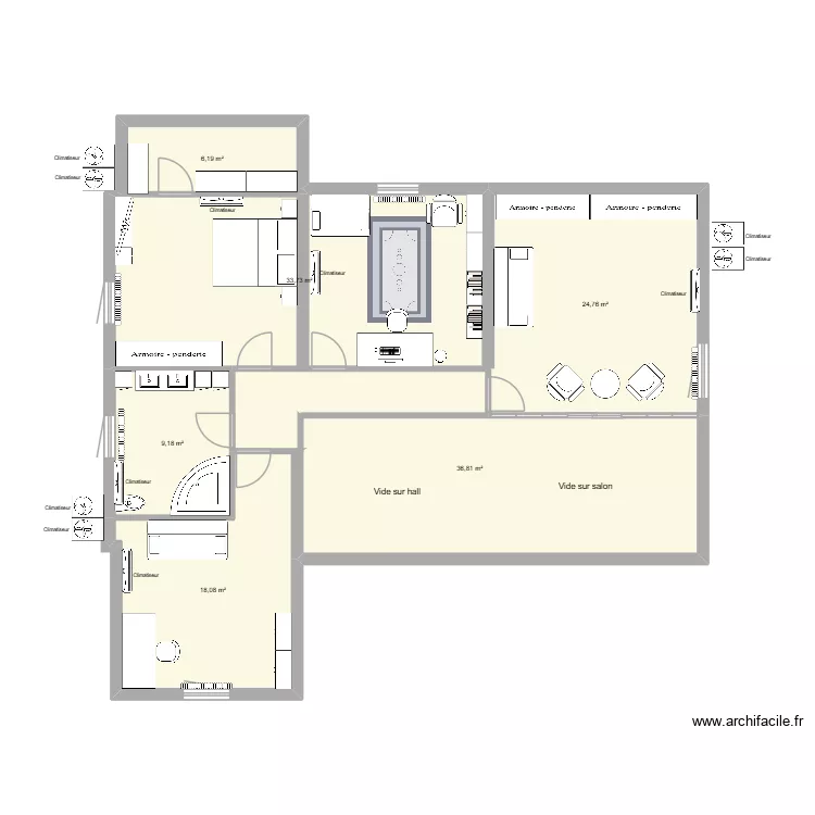 Niv 1. Plan de 6 et 129 m² Niv 1. Plan de 6 et 129 m²