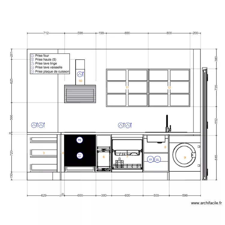 Plan de cuisine elec MAURY. Plan de 