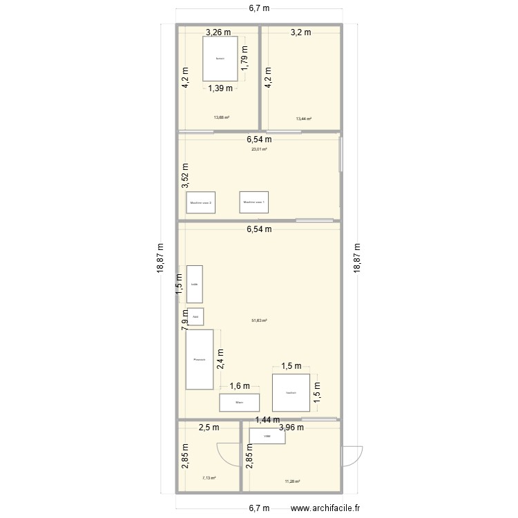 plan chacu evacuation d'eau usee. Plan de 6 pièces et 120 m2