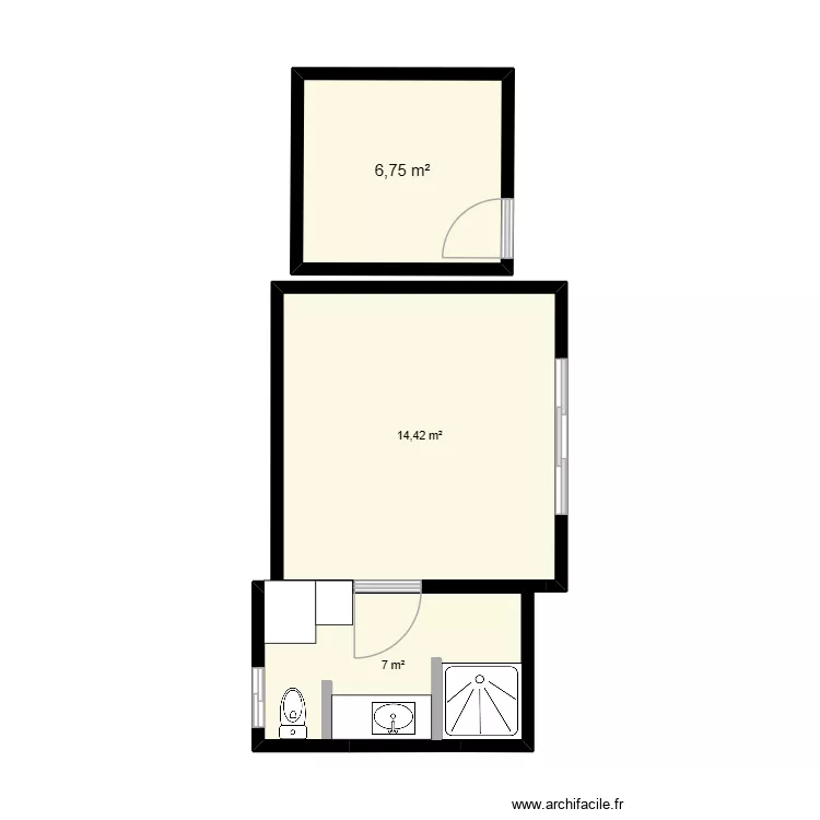 Villa 2 - Lantai 1 - BAGUS BASIC. Plan de 3  et 28 m²