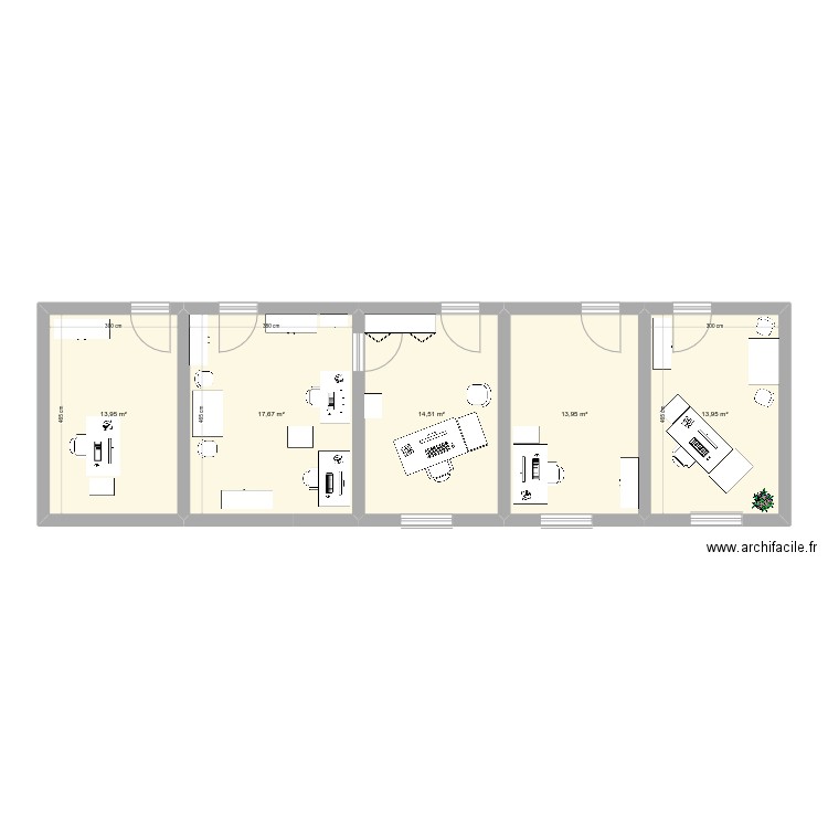 Projet 1. Plan de 5 pièces et 74 m2