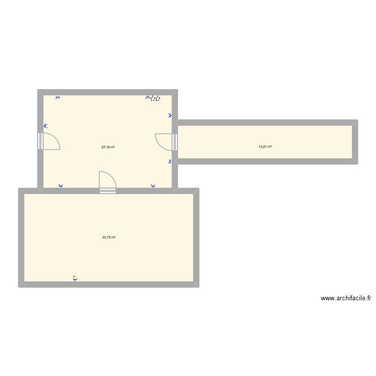 plan. Plan de 3 pièces et 74 m2