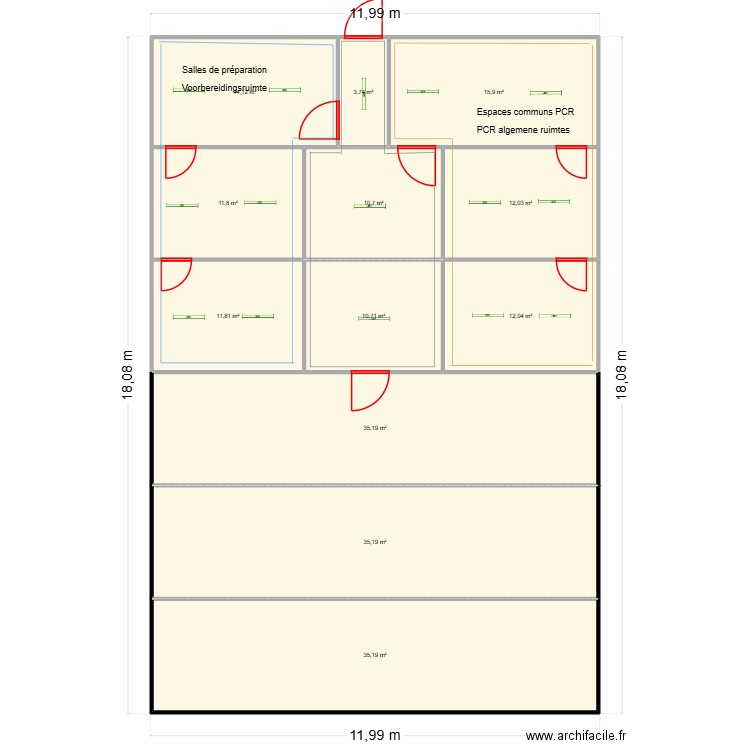 Pascale Verbeeren 2V. Plan de 12 pièces et 208 m2