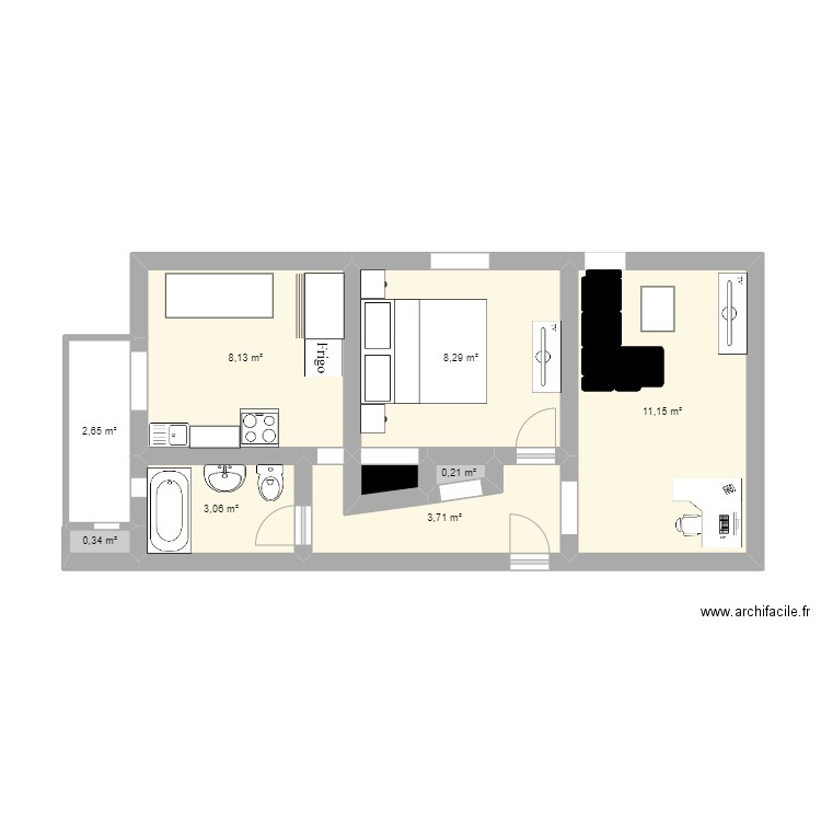 appartement . Plan de 9 pièces et 38 m2