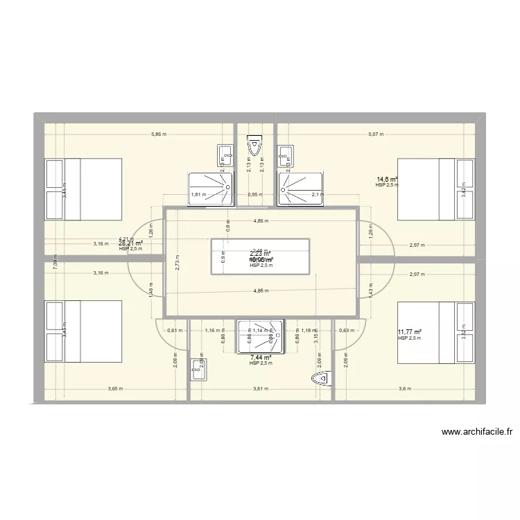 ETAGE AINAY. Plan de 6  et 78 m²