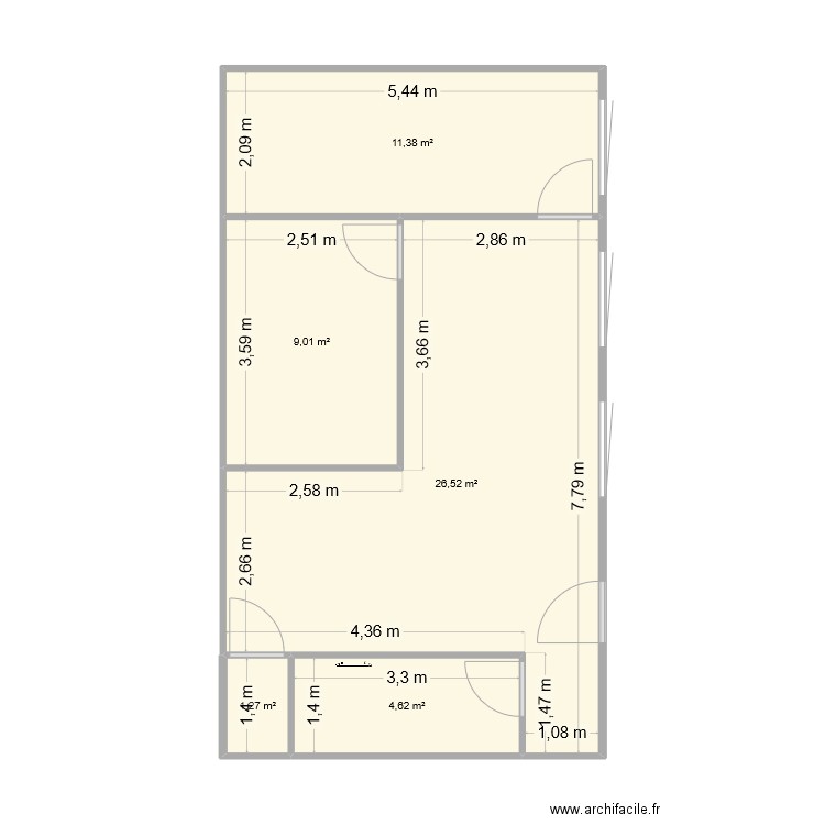 Plan Valenciennes. Plan de 5 pièces et 53 m2