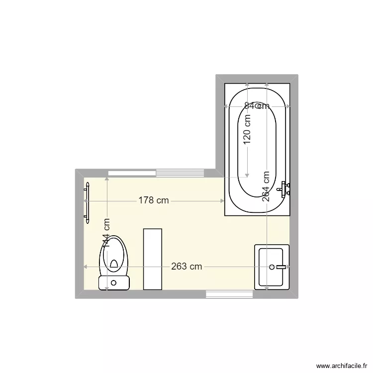 MALNUIT avant travaux. Plan de 1  et 5 m²