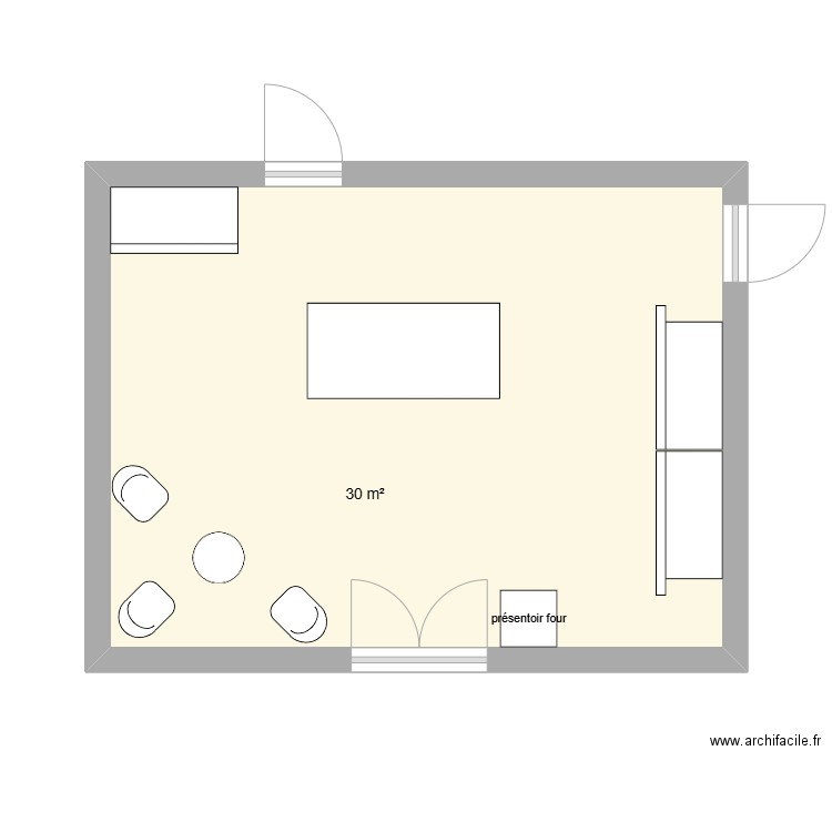 Franchise Type 2. Plan de 1 pièce et 30 m2