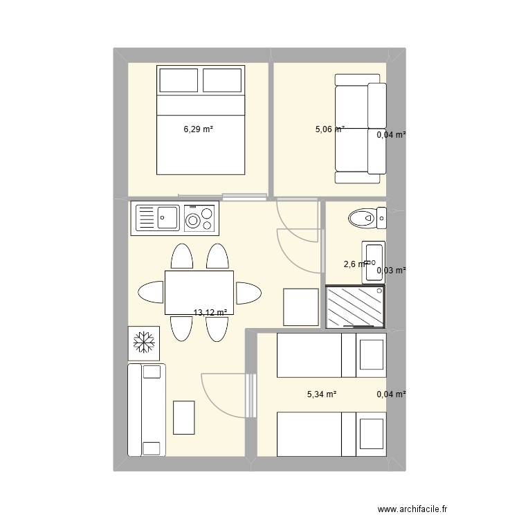 CHALET4. Plan de 8 pièces et 33 m2