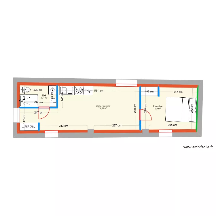 Lopez - Projet Appt &eacute;tage gauche. Plan de 