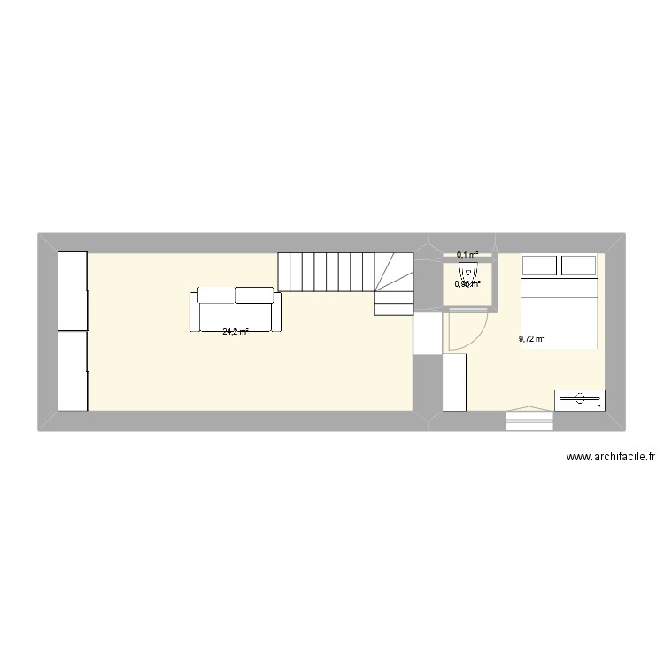 Etage Matéo. Plan de 4 pièces et 35 m2