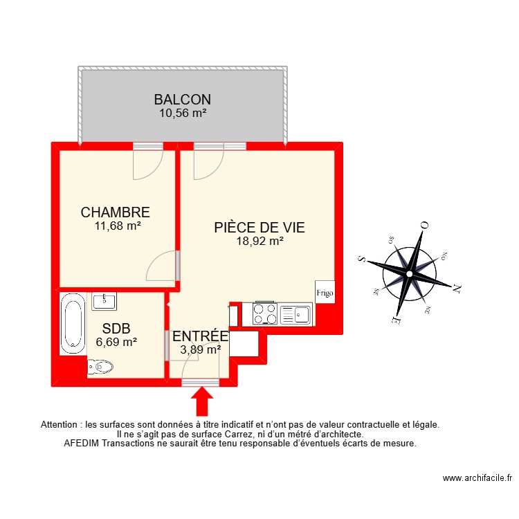 BI 27482. Plan de 6 pièces et 64 m2