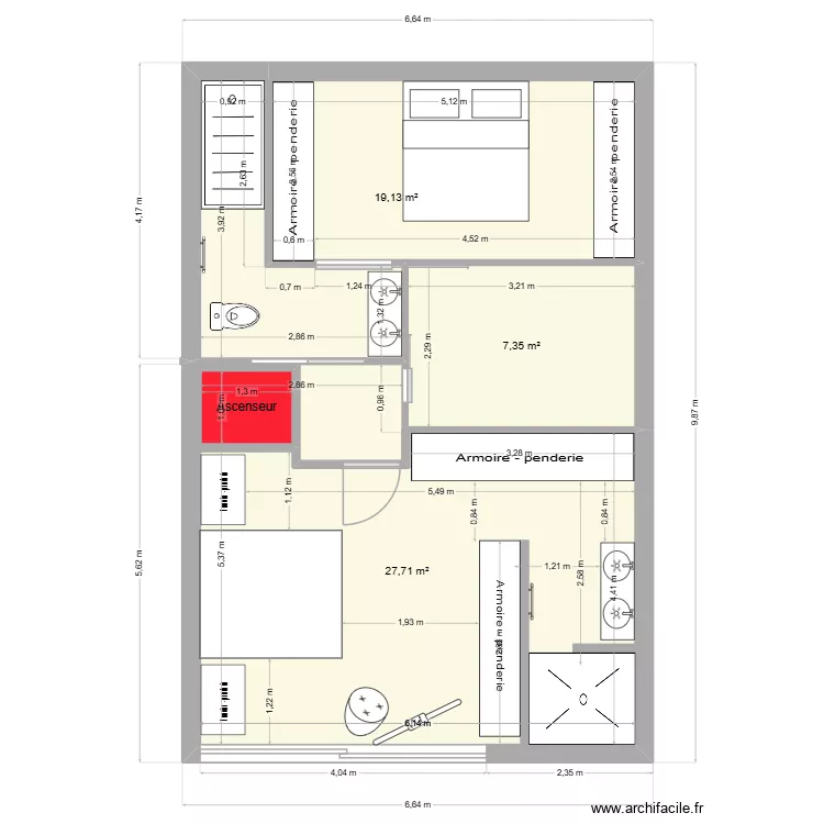 R+1 LOFT 3. Plan de 4  et 58 m²