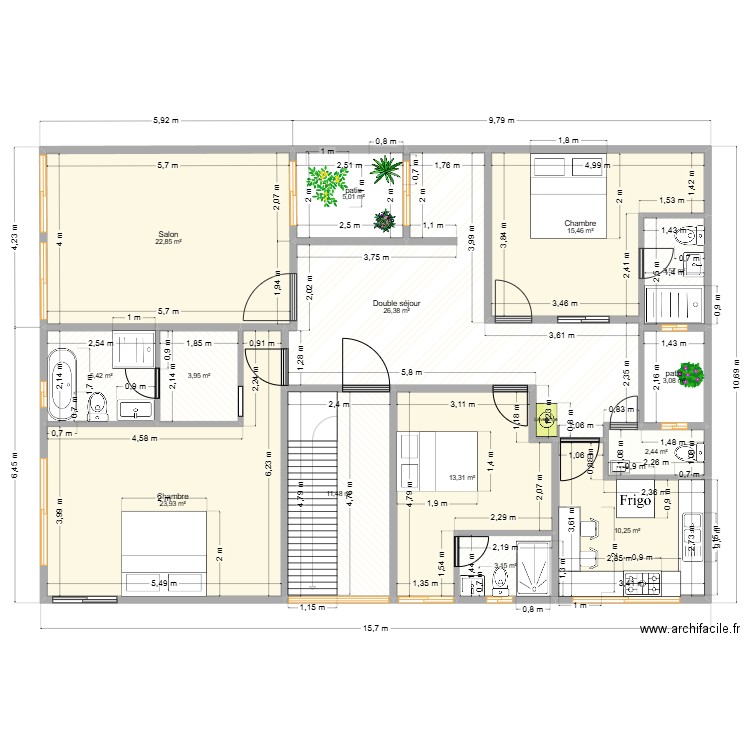 etag 2. Plan de 8 pièces et 150 m2