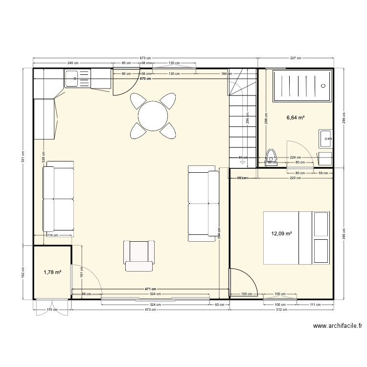 mat. Plan de 4 pièces et 62 m2