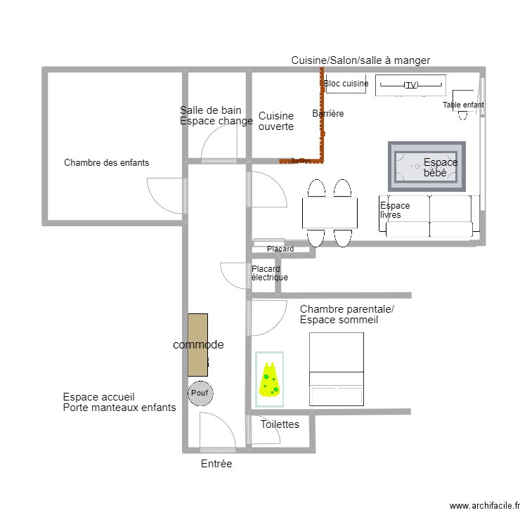 VAD Sl. Plan de 6 pièces et 23 m2