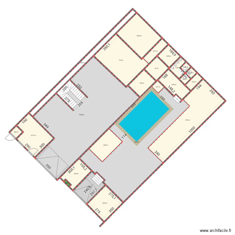 Agla. Plan de 24 pièces et 278 m2